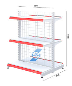 Kích thước của bộ kệ đôi lưng lưới 3 tầng có chiều cao 1200mm