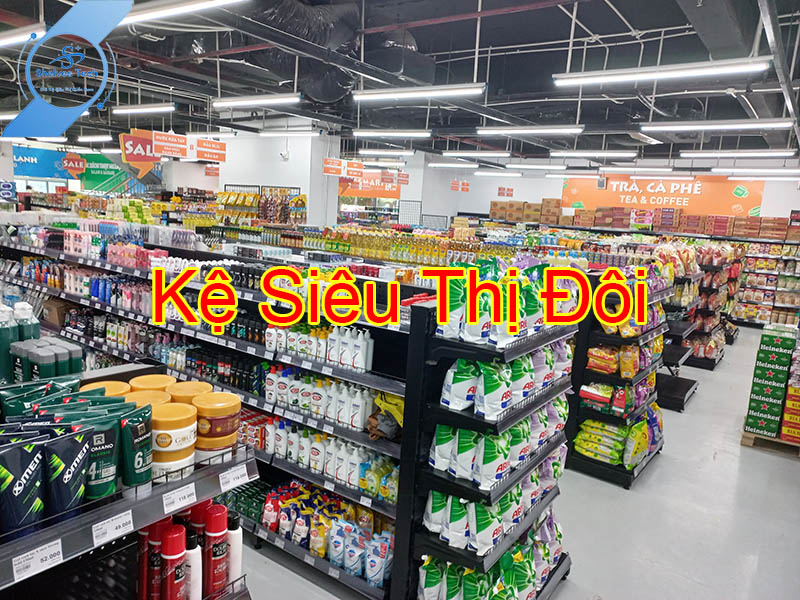 Kệ siêu thị đôi - Một mẫu kệ thường thấy trong các siêu thị và cửa hàng